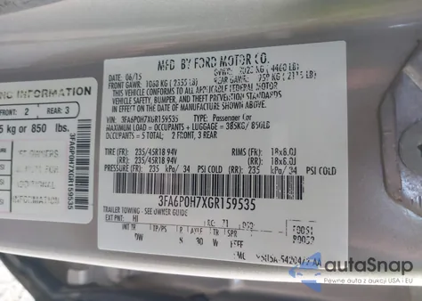 2016 Ford Fusion Se from USA, damaged, VIN 3FA6P0H7XGR159535